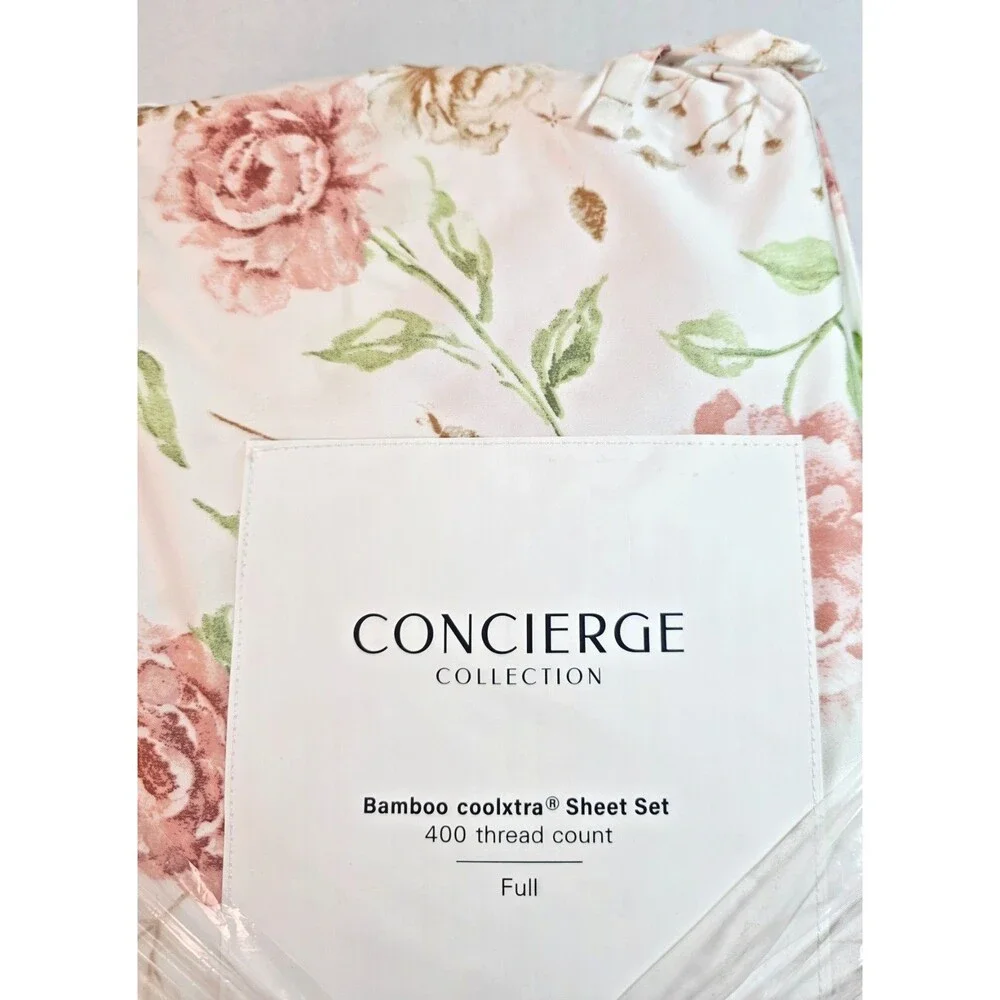 VTG CONCIERGE COLLECTION Full Bamboo CoolXtra Floral Rose 6-Pc Full Sheet Set